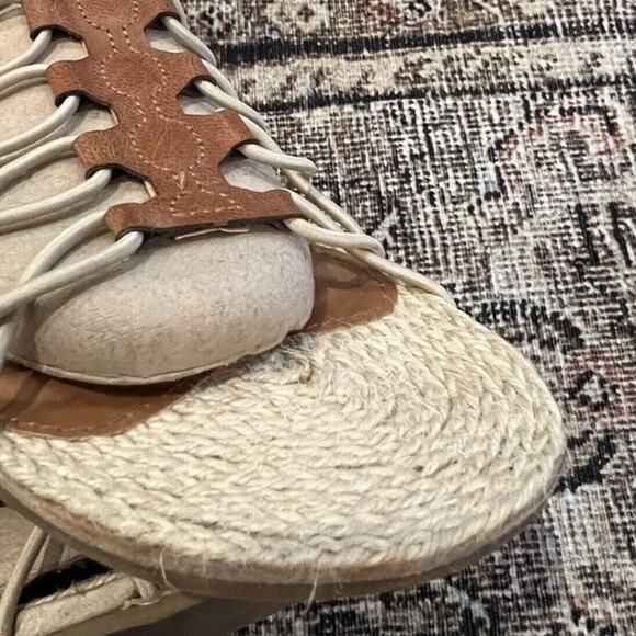 Mia Annie Gladiator Sandals Lace Up Tan Brown Summer Shoes - Picture 3 of 7